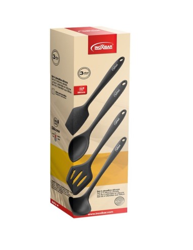 Set 4 utensilios Inoxibar 35391 silicona negra