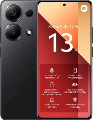 Redmi Note 13 Pro 169 cm (6.67) Ranura h?brida Dual SIM Android 13 4G USB Tipo C 8 GB 256 GB 5000 mAh Negro