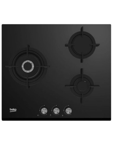 Encimera Beko HISW63222SO 3 fuegos Cristal Gas