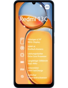 Redmi 13C 17,1 cm (6.74) SIM doble Android 13 4G USB Tipo C 4 GB 128 GB 5000 mAh Azul