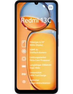 Redmi 13C 17,1 cm (6.74) SIM doble Android 13 4G USB Tipo C 4 GB 128 GB 5000 mAh Negro