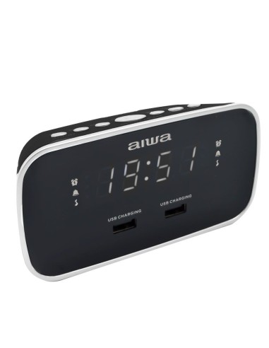 RADIO RELOJ AIWA CRU19BK • DESPERTADOR• DISEÑO SOF