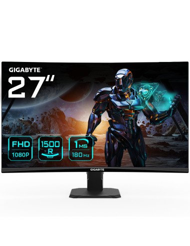 GS27FC 27 Monitor de Juego Curvo FHD - 1920 x 1080 (FHD) 1500R 180Hz 1 ms 250 cdm2 FreeSync Premium HDR Ready HDMI 2.0 Displaypo