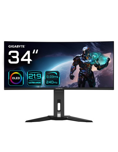 Monitor de juegos curvo OLED WQHD MO34WQC2 de 34" - 3440x1440 (WQHD) 240Hz 0.03ms KVM 250 cdm? FreeSync Premium Pro DisplayHDR T